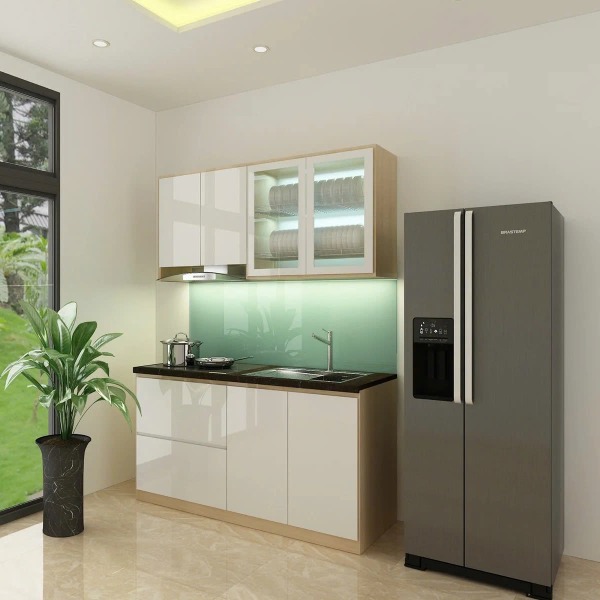 Tủ bếp gỗ công nghiệp mặt đá hoa cương, nhiều kích thước